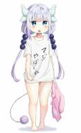 barefoot cosplay cute futaba_anzu futaba_anzu_(cosplay) holding_stuffed_animal idolmaster idolmaster_cinderella_girls kanna kanna_kamui miss_kobayashi's_dragon_maid o safe sfw shiratama_akane short_sleeves solo standing tail // 640x1052 // 55.0KB