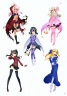 10s 5_females archer archer_(cosplay) black_footwear blue_bow brown_skin chloe_von_einzbern cosplay d drill_hair fate fatekaleid fatekaleid_liner_prisma_illya fatestay_night fate_(series) female floating_hair footwear gloves hair_feathers heels holding_card illyasviel_von_einzbern kuro_von_einzbern lolibooru lolibooru.moe long_skirt luviagelita_edelfelt magical_girl magical_ruby magical_sapphire miyu_edelfelt multiple_females pink_feather pink_feathers pink_footwear pink_shirt pinks_rhtis prisma_illya purple_leotard raised_leg red_shirt safe shirt skirt striped_background tattoo thigh_holster thighs tied_hair tohsaka_rin toosaka_rin twintails violet_eyes white_footwear // 2862x4097 // 1.6MB