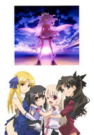 1_female absurdres art bow dress drill_hair fate fatekaleid fatekaleid_liner_prisma_illya fatestay_night fate_(series) female footwear girl_sandwich gloves hips holding_object illyasviel_von_einzbern luviagelita_edelfelt magical_ruby mature miyu_edelfelt official_art pink_footwear polka_dot polka_dot_bow prisma_illya sandwiched scan tohsaka_rin toosaka_rin // 2858x4096 // 1020.7KB