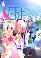 10s 3girls absurdres art blue_skirt brown_skin child chloe_von_einzbern cleavage danbooru dress envy fate fatekaleid fatekaleid_liner_prisma_illya fatestay_night female hand_on_another's_shoulder high-waist_skirt highres illyasviel_von_einzbern knee_highs kuro_von_einzbern lolibooru lolibooru.moe miyu_edelfelt multiple_females official_art pink_hair pink_shirt purple_neckwear safe shirt short_necktie short_sleeves skirt suspenders thigh-highs thighs very_high_resolution young // 2866x4098 // 1.5MB
