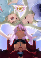 10s 3girls absurdres archer archer_(cosplay) black_underwear bracelet brown_skin child chloe_von_einzbern circle_formation cosplay daughter fate fatekaleid fatekaleid_liner_prisma_illya fatestay_night female illyasviel_von_einzbern irisviel_von_einzbern kuro_von_einzbern lolibooru lolibooru.moe magical_ruby mother_and_daughter multiple_females polka_dot tattoo underwear very_high_resolution viewed_from_below young // 2873x4099 // 1.2MB