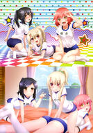 3girls absurdres art ass bedroom buruma d fate fatekaleid fatekaleid_liner_prisma_illya fatestay_night feet female gym_uniform high_resolution illyasviel_von_einzbern miyu_edelfelt multiple_females official_art panties ponytail short_sleeves tanaka_(fatekaleid_liner) tied_hair underwear uniform // 2863x4098 // 1.6MB