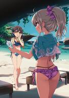 absurd_resolution ahoge ass ass_visible_through_thighs back barefoot beach bikini black_hair blue_bikini blush bottle breasts brown_eyes chair cliff creator danbooru day drink fate fategrand_order fatekaleid frilled_bikini frills gelbooru grey_hair hair_clip hair_ornament hair_tie hairclip hiroshi_hiroyama hiroyama_hiroshi hiryama_hiroshi holding holding_bottle illyasviel_von_einzbern legs legs_together long_hair long_legs looking_at_another looking_at_viewer lounge_chair miyu_edelfelt nature o-ring o-ring_bottom open_mouth outdoors ponytail purple_bikini red_eyes resized safe scrunchie shade shore side-tie_bikini sideways_mouth small_breasts smile standing sunlight swimsuit thigh-highs thong tied_hair towel towel_around_neck waifu2x water_bottle wet white_hair wiping_face // 1736x2456 // 3.6MB