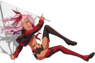 1_female art boots chloe_von_einzbern dark-skinned_female dark_skin fate fatekaleid fatekaleid_liner_prisma_illya female footwear hiroyama_hiroshi kuro_von_einzbern midriff navel official_art open_mouth pink_hair solo thigh-highs thigh_boots // 1280x849 // 1.3MB