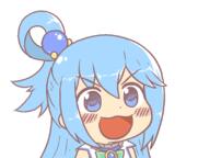 10s 1_female 3 aqua_(konosuba) blue_eyes blue_hair blush chibi d female gyate_gyate hair_ornament ikiyouz kono_subarashii_sekai_ni_shukufuku_wo! long_hair open_mouth reaction_image safe simple_background smile solo transparent_background v-shaped_eyebrows // 800x600 // 24.0KB