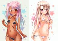 10s 2_females asymmetrical_hair bikini black_bikini black_swimsuit blonde_hair blush breasts brown_skin chloe_von_einzbern contentious_content dark-skinned_female dark_skin fate fategrand_order fatekaleid fatekaleid_liner_prisma_illya female hair_tie illyasviel_von_einzbern kuro_von_einzbern loli lolibooru lolibooru.moe lolicon long_hair looking_at_viewer micro_bikini midriff multiple_females navel orange_eyes ponytail red_eyes side-tie_bikini side_ponytail silver_hair small_breasts smile string_bikini swimsuit tied_hair traditional_media white_bikini white_swimsuit young yuto_cafe yuto_takumi // 1210x855 // 1.6MB