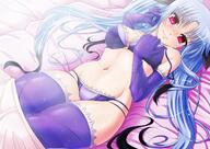 1_female blue_hair blush bra breasts cleavage curvaceous elbow_gloves female gloves high_resolution long_hair looking_at_viewer lying lyrical_nanoha mahou_shoujo_lyrical_nanoha mahou_shoujo_lyrical_nanoha_a's mahou_shoujo_lyrical_nanoha_a's__the_battle_of_aces mahou_shoujo_lyrical_nanoha_a's_the_battle_of_aces material-l mature navel older on_back panties red_eyes smile solo tappa_(esperanza) thick_thighs thigh-highs thighs underwear underwear_only // 1920x1358 // 3.7MB