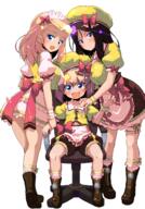 3girls alternate_costume apron arm_grab bangs black_footwear black_hair black_neckwear black_shorts blonde_hair blue_eyes boots bow breast_press chair chef_hat clara_(girls_und_panzer) coco's collared_shirt d emblem eyebrows_visible_through_hair fangs female footwear frilled_apron frilled_legwear frilled_skirt frills from_side frown full_body girl_sandwich girls_und_panzer hand_on_another's_shoulder hat headwear high_resolution in_profile jacket katyusha layered_skirt long_hair looking_at_viewer looking_back maid_headdress miniskirt multiple_females name_tag neck_ribbon nonna office_chair open_mouth pink_apron pravda_(emblem) puffy_short_sleeves puffy_shorts puffy_sleeves red_bow_ornament ribbon safe sandwiched shiny shiny_hair shirt short_hair short_sleeves shorts simple_background single_stripe single_vertical_stripe sitting skirt sleeveless_jacket sleeveless_outfit smile standing sw swept_bangs v-shaped_eyebrows waist_apron white_background white_legwear white_shirt white_skirt wristband yellow_hat yellow_jacket yellow_shirt zipper // 1000x1437 // 908.9KB