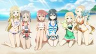 10s 6+_females < aobouzu_(yuyuyu) aqua_eyes art bangs barefoot beach bikini black_eyes blonde_hair blue_bow blue_ribbon blue_swimsuit blush bow breasts brown_hair bull canine cleavage closed_mouth cloud cloudy_sky collarbone creator d day dog egg eyebrows_visible_through_hair fairy female flat_chest frilled_swimsuit frills front-tie_top full-face_blush green_eyes green_swimsuit gyuuki_(yuyuyu) hair_between_eyes hair_bow hair_ornament hair_over_shoulder hair_ribbon hairclip half_updo halterneck hand_on_another's_shoulder hands_on_another's_shoulders head_tilt heart heart_print holding inubouzaki_fuu inubouzaki_itsuki inugami_(yuyuyu) kneeling kodama_(yuyuyu) large_breasts long_hair looking_at_viewer low_ponytail mammal medium_breasts mini_wings miyoshi_karin multiple_females mythical navel nogi_sonoko o_o ocean official_art on_ground one-piece_swimsuit open_mouth orange_bikini outdoors parted_bangs ponytail purple_swimsuit red_eyes red_hair red_ribbon ribbon sand seiza short_hair short_ponytail short_twintails siblings side_ponytail sisters sitting sky small_breasts smile striped_bow striped_pattern striped_swimsuit sunlight swimsuit tied_hair tougou_mimori twintails very_long_hair water white_bikini white_bow white_ribbon wings yoshiteru_(yuyuyu) yuuki_yuuna yuuki_yuuna_wa_yuusha_de_aru yuusha_de_aru // 1535x874 // 165.4KB
