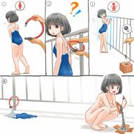\\\ e 1_female 4chan.org bdsm black_eyes black_hair blush bound breasts bullying cartoon embarrassed exposed eyebrows_visible_through_hair female medium_breasts meme nude open_mouth original parted_lips predicament_bondage redditpost short_hair speech_bubble standing swimsuit // 1000x1000 // 139.8KB