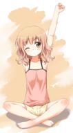 1_female arm_up armpits bangs bare_legs barefoot blush brown_eyes brown_hair camisole collarbone feet female flat_chest frown full_body gelbooru head_tilt high_resolution indian_style legs long_hair mature one_eye_closed oomuro_sakurako outstretched_arm safe shorts sitting solo spaghetti_strap stretch uneune wince yellow_shorts yuru_yuri // 1100x2000 // 1019.9KB