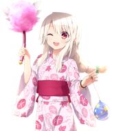 1_female ;d alternate_hairstyle alternative_hairstyle blonde_hair blush braid commentary_request cotton_candy fate fatekaleid fatekaleid_liner_prisma_illya fatestay_night female happy haribote_(tarao) illyasviel_von_einzbern japanese_clothes kimono llyasviel_von_einzbern loli lolibooru lolibooru.moe long_hair looking_at_viewer magical_girl mature one_eye_closed open_mouth red_eyes safe sash simple_background single_braid smile solo sweets tarao tied_hair white_hair wink yukata コ゛りぼて プリズマ☆イリヤ10000users入り // 750x870 // 467.4KB