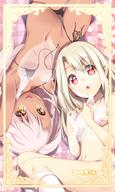10s 20170525 2girls asymmetrical_hair bikini black_bikini blonde_hair breasts brown_skin c91にてプリズマイリヤのプレイマットとスリーブが出ます。 chestnut_mouth chloe_von_einzbern comiket_91 commentary_request contentious_content dark-skinned_female dark-skinned_white-haired dark_skin fate fatekaleid fatekaleid_liner_prisma_illya female illyasviel_von_einzbern kuro_von_einzbern loli lolibooru lolibooru.moe lolicon long_hair looking_at_viewer lying midriff multiple_females navel on_back open_mouth orange_eyes pink_hair pixiv_60514702 ponytail questionable red_eyes safe side_ponytail silver_hair small_breasts smile socks star star-shaped_pupils string_bikini swimsuit symbol-shaped_pupils tied_hair tongue tongue_out untied untied_bikini white_bikini white_hair white_swimsuit yellow_eyes young yujirushi yuuzii イリヤ クロエ スリーブ プレイマット ユウズィ // 600x1000 // 620.2KB