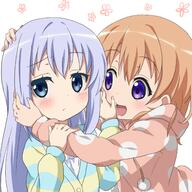 2girls blue_eyes blue_hair blush brown_hair call_me_sister cardigan chino_kafuu cocoa_hoto d embarrassed female flower_(symbol) gochiusa gochiusa_1000_users_bookmark gochuumon_wa_usagi_desu_ka? hand_on_another's_head hand_on_own_cheek high_resolution hood hoodie hoto_cocoa hug kafuu_chino loli lolibooru.moe long_hair looking_at_another looking_away mature may multiple_females open_mouth pajamas polka_dot polka_dot_pajamas pom_pom_(clothes) purple_eyes pushing_away pushing_face red_star_(toranecomet) safe short_hair smile striped_hoodie striped_pattern tagme very_long_hair young お姉ちゃん_-_二次元裏＠ふたば そしてこのプロフ絵である もふもふは正義 れっどすたぁ ココア ココチノ チノ 野生の公式 香風智乃 // 1500x1500 // 829.1KB
