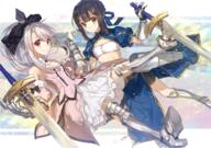 2girls alternate_costume alternate_hairstyle alternative_costume alternative_hairstyle armor armored_boots armored_dress artoria_pendragon artoria_pendragon_(all) artoria_pendragon_(cosplay) artoria_pendragon_(lily) black_hair black_ribbon blue_ribbon blush boots brown_eyes chocoan choko_an chokoan chokoan_(tyokoa4649) class_card：saber cosplay crossover detached_sleeves dress excalibur fate fategrand_order fatekaleid fatekaleid_liner_prisma_illya fatestay_night fateunlimited_codes female footwear gauntlets hair_ornament hair_ribbon hair_tie hairclip hairpin hand_holding illyasviel_von_einzbern jewelry long_hair magical_girl mature md5_mismatch miyu_edelfelt multiple_females ponytail prisma_illya red_eyes ribbon saber saber_(cosplay) saber_lily saber_lily_(cosplay) silver_hair smile sword tied_hair tyokoa4649 warrior weapon white_hair yellow_eyes ちょこ庵 // 1000x705 // 1.1MB