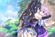 2girls ass bare_shoulders black_hair blue_ribbon blush bracelet bridal_gauntlets choujigen_game_neptune commentary_request d-pad d-pad_hair_ornament detached_sleeves dress embarrassed female from_behind garter_straps gloves hair_clip hair_ornament hair_ribbon hair_tie hairclip high_resolution hood hooded_jacket impossible_clothes jacket jewelry lesbian lingerie long_hair looking_at_another male mature miniskirt multiple_females neptune neptune_(choujigen_game_neptune) neptune_(hyperdimension_neptunia) neptune_(neptune_series) neptunia_(series) noire noire_(hyperdimension_neptunia) outdoors panties pixiv_5375159 pixiv_67483780 purple_hair questionable red_eyes ribbon safe sereneandsilent shiny shiny_hair short_hair skirt striped_legwear striped_pattern tell_me_neptune_[壁ドン] thigh-highs tied_hair twintails underwear wall_slam white_panties white_underwear yuri ネプテューヌ ネプノワ 壁ドン // 1979x1329 // 3.3MB