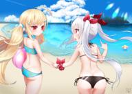 2girls __eldridge_and_vampire_azur_lane_drawn_by_koko_ne_user_fpm6842__33cc2905845cbdb12c8089e3f798ed2f ass azur_lane bare_arms beach bikini black_bikini black_swimsuit blonde_hair blue_bikini blush cloud clouds commentary_request eldridge_(azur_lane) eyebrows_visible_through_hair female hair_clip hair_ornament hair_ribbon hair_tie hairclip halter_top halterneck hand_holding hand_up holding_hands horizon innertube koko_ne_(user_fpm6842) lolibooru lolibooru.moe long_hair mature multiple_females ocean open_mouth pixiv_20898295 pixiv_70417189 posterior_cleavage red_eyes red_ribbon ribbon safe side-tie_bikini sky swimsuit tied_hair twintails undead user_fpm6842 vampire vampire_(azur_lane) 「ねぇ！あの島に行ってみない？」 ここね エルドリッジ // 1228x868 // 1.0MB