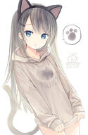 1_female < animal_ears animal_tail bangs blue_eyes capriccio caprin134 cat_ears cat_girl cat_tail catgirl closed_mouth clothes_tug ears eyebrows_visible_through_hair fake_animal_ears female grey_hoodie hair_clip hair_ornament hairclip hood hood_down hoodie long_hair long_sleeves looking_at_viewer ochi_ripca original original_character pixiv_66937696 safe sidelocks signature silver_hair simple_background solo spoken_paw_print tail very_long_hair white_background かぷりちお りぷか 付け耳 猫耳カチューシャ 看板娘 緒稚りぷか // 653x1000 // 154.6KB