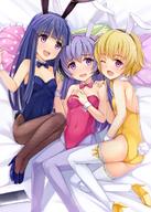 3girls amatakakeru animal_ears animal_tail ass bangs bewitching_thighs billhook blonde_hair blue_hair blunt_bangs blush bow bowtie bunny_ears bunny_girl bunny_suit bunny_tail cleavage covered_navel detached_collar ears fangs female fishnet fishnet_pantyhose fishnets footwear furude_rika girl_sandwich hand_on_another's_shoulder hand_on_own_chest hanyuu hatchet heels high_heels high_resolution highres higurashi_no_naku_koro_ni houjou_satoko lagomorph loli lolibooru lolibooru.moe long_hair lying multiple_females navel nose_hatchet on_back on_side one_eye_closed pantyhose pixiv_48875093 pixiv_84439 purple_eyes purple_hair rabbit_ears red_eyes safe sandwiched short_hair smile tail thigh-highs violet_eyes wrist_cuffs yande.re yokaze_japan young ひぐらし1000users入り ひぐらしとりお 夜風ジャパン // 1071x1500 // 1.8MB