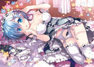 10s 1_female bare_shoulders bed blue_eyes blue_hair blush bow bow_panties breasts cleavage comiket_91 eyes_visible_through_hair female frilled_sleeves frills fujima_takuya garter_belt garter_straps hair_ornament hair_over_one_eye indoors lingerie looking_at_viewer lying maid maid_headdress male matching_haireyes mature mocochin on_bed open_mouth panties pink_ribbon pixiv_22526 pixiv_60405612 rem rem_(zero) ribbon safe short_hair sleeves_removed solo thigh-highs underbust underwear white_legwear white_panties white_underwear x_hair_ornament zero_kara_hajimeru_isekai_seikatsu リゼロ レム レムりんφ(*´ω｀*) 横臥 藤真拓哉@4号館ア−03ab 藤真拓哉@お仕事募集中 // 800x570 // 257.5KB