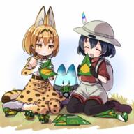 11_aspect_ratio 2girls airplane animal_ears animal_print backpack bag black_legwear bow bowtie bucket_hat crab cross-laced_clothes ears elbow_gloves eyebrows_visible_through_hair feathers female gloves hat hat_feather headwear helmet high-waist_skirt jigglypuff39 kaban kaban_(kemono_friends) kemono_friends kneeling lucky_beast_(kemono_friends) mature multiple_females open_mouth pantyhose pantyhose_under_shorts paper_airplane pith_helmet pixiv_62243883 robot safe serval serval_(kemono_friends) serval_ears serval_tail shikei_(jigglypuff) shipii_(jigglypuff) shirt short_hair shorts sitting skirt sleeveless_outfit sleeveless_shirt tail thigh-highs wariza yellow_eyes おりがみのれんしゅう かばんちゃん けものフレンズ さばんなコンビ さばんなトリオ しぴー サーバル サーバル(けものフレンズ) ラッキービースト 後ろの存在感 黄金の精神 // 1000x1000 // 845.1KB