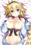 1_female bangs bed_sheet bikini bikini_pull bikini_top black_bikini black_hairband blonde_hair blue_eyes blue_jacket blush braid breasts c95 censored closed_mouth collarbone commentary_request dakimakura danbooru eyebrows_visible_through_hair fate fatego1000users入り fategrand_order female fingernails fujima_takuya gelbooru hair_between_eyes hairband hands_up head_tilt high_resolution highres jacket jeanne_d'arc jeanne_d'arc_(fate)_(all) jeanne_d'arc_(swimsuit_archer) large_breasts light_censor long_hair long_sleeves lying mocochin navel off_shoulder on_back open_clothes open_jacket pixiv_22526 pixiv_72162394 questionable single_braid sleeves_past_wrists smile solo swimsuit top_pull upper_body very_long_hair お疲れ様ですマスター このおっぱいで聖女は無理でしょ 水着ジャンヌ 藤真拓哉@4号館ア−03ab 藤真拓哉@お仕事募集中 // 874x1260 // 836.7KB