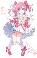 arm_up bloomers bubble_skirt commentary danbooru danbooru-safebooru female frilled_legwear frilled_skirt frills full_body gloves hair_bow hair_ornament hand_up high_resolution kaname_madoka knee_highs knees_together_feet_apart madoka_magica magical_girl mahou_shoujo_madoka_magica o one_arm_up pixiv_72744291 puffy_short_sleeves puffy_sleeves red_bow_ornament red_footwear safe short_sleeves simple_background small_breasts tantan_men_(dragon) tantanmen170 tied_hair white_background white_bloomers white_gloves white_legwear white_skirt たんたんめん まどっち // 1137x1800 // 414.2KB