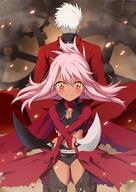 07201115 1_female 1_male back-to-back bodysuit cape chloe_von_einzbern closed_mouth crossed_arms danbooru dark_skin dual_wielding fate fategrand_order fatekaleid fatekaleid_liner_prisma_illya female floating_hair gears hair_between_eyes high_resolution highres holding kuro_von_einzbern loli male mature morokoshi_(tekku) pixiv_4752647 pixiv_70667659 ponytail red_cape s safe smile tied_hair waist_cape young アーチャー×クロ モロコシ@お仕事募集中 // 1240x1754 // 2.1MB