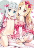 2girls ass bangs blonde_hair blue_eyes blush bow breasts breasts_outside brown_eyes camel_toe censored clothes_down comic1 danbooru dress dress_pull duo embarrassed eromanga_sensei eyebrows eyebrows_visible_through_hair feet female flat_chest fujima_takuya gelbooru groin hair_between_eyes hair_bow hair_ornament hair_ribbon heart heart_censor izumi_sagiri leaning leaning_forward loli lolibooru lolibooru.moe long_hair looking_at_viewer mature medium_breasts mocochin multiple_females navel no_shoes pajamas panties parted_bangs partially_visible_vulva pink_pajamas pink_panties pink_shirt pink_shorts pixiv_22526 pixiv_62550326 ribbon shirt short_dress shorts side-tie_panties sidelocks silver_hair sitting small_breasts smile tbib thigh-highs top_pull underwear untied vulva wavy_hair white_legwear white_panties white_thighhighs white_underwear yamada_elf young エロマンガ先生5000users入り エロマンガ先生と山田エルフ 山田エルフ 藤真拓哉@4号館ア−03ab 藤真拓哉@お仕事募集中 // 588x833 // 515.3KB