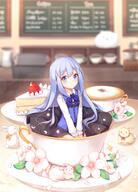 1_female blue_eyes blue_hair chino_kafuu danbooru danbooru-safebooru female flower food fruit gochuumon_wa_usagi_desu_ka? hair_ornament high_resolution kiku_(ks5832) loli long_hair pixiv_73632815 safe safebooru shirt sitting skirt smile solo チノちゃん // 2235x3101 // 1.0MB