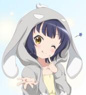 1_female ;p ;q animal_hood bangs blue_hair blush bunny_hood character_hood collarbone female gochiusa gochuumon_wa_usagi_desu_ka? grey_hoodie high_resolution hood hoodie jouga_maya looking_at_viewer one_eye_closed pom_pom_(clothes) red_star_(toranecomet) safe shirt short_hair solo star tongue tongue_out two-tone_background upper_body wild_geese yellow_eyes yellow_shirt れっどすたぁ マヤ マヤちゃんの // 1800x2000 // 1.1MB