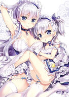 2girls animal apron arm_up armpits asymmetrical_legwear azur_lane bangs bare_shoulders belchan_(azur_lane) belfast_(azur_lane) bird blue_dress blue_eyes blush braid breasts c94 chick cleavage closed_mouth collarbone cowtits danbooru dress dual_persona elbow_gloves female frilled_apron frilled_dress frills fujima_takuya gloves hair_between_eyes large_breasts lolibooru lolibooru.moe long_hair looking_at_viewer maid maid_headdress mature mocochin multiple_females nose_blush o one_arm_up one_side_up panties parted_lips pixiv_22526 pixiv_70059557 safe silver_hair sleeveless_dress sleeveless_outfit smile striped_panties striped_pattern thigh-highs thighhighs_pull tied_hair underwear very_long_hair waist_apron white_apron white_gloves white_legwear white_panties ベルちゃん ベルファスト メイド長とめいどちょー 藤真拓哉@4号館ア−03ab 藤真拓哉@お仕事募集中 // 800x1132 // 808.5KB