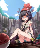 1_female ^_^ bag beanie black_hair blue_eyes bob_cut bob_cut_hairstyle bruise bruise_on_face burnt burnt_clothes confused crater eyes_closed female footwear game_freak gen_1_pokemon gen_7_pokemon happy hat headwear high_resolution injury jigglypuff39 knees_together_feet_apart midriff mimikyu nintendo o open_mouth pixiv_60053703 pokemon pokemon_1000_users_bookmark pokemon_character pokemon_trainer pokémon pokémon_sun_&_moon protagonist_(pokemon) safe safebooru shikei_(jigglypuff) shirt shoes short_hair short_shorts shorts shoulder_bag sitting smile smoke sneakers sweat sweatdrop tagme torn_clothes torn_shirt voltorb これはよい しぴー ビビリだま ビビリだまと間違えてビリリダマ持ってきた ポケモン人間絵 ミヅキ ミミッキュ // 1203x1430 // 1.2MB