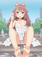 1girl 2016 animal_ears bare_shoulders barefoot basue blue_eyes blush breasts brown_hair building canine chestnut_mouth city clipstudiopaint collarbone contentious_content dog dog_ears dog_girl dress gelbooru group high_resolution leash lingerie long_hair looking_at_viewer mammal nijie.info no_bra on_stairs open_mouth original original_character outdoors panties pantyshot park partially_submerged paw_print people pixiv_57940176 popsicle raglan_sleeves ringed_eyes sandals_removed scrunchie sitting sitting_on_stairs sleeveless_dress sleeveless_outfit small_breasts soaking_feet soles solo_focus stairs strap_slip sundress tachimi_(basue) tail tree unbuttoned water wet wet_clothes wet_dress white_dress white_panties wrist_scrunchie たちみ 下着絵まとめ 犬耳 白ワンピース 高品質パンツ // 900x1200 // 788.2KB