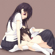 10s 2girls blush eyes_closed feet female lap_pillow long_hair mature multiple_females no_shoes onjouji_toki oyu_senji pixiv_40850078 red_eyes safe sailor_uniform saki saki_achiga-hen school_uniform senji_(tegone_spike) senriyama_school_uniform shimizudani_ryuuka short_hair short_sleeves sitting skirt smile socks thighs toes uniform white_legwear yuri 千里山女子 咲-saki- 咲3000users入り 園城寺怜 怜ちゃんパワー 怜竜 煎路（せんじ） 生靴下 白ハイソックス 阿知賀編 // 1200x1194 // 325.8KB