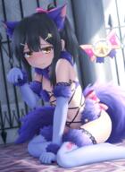 10s 1girl adapted_object animal_ears bare_shoulders black_hair blush brown_eyes commentary contentious_content danbooru dangerous_beast embarrassed extended_gloves fategrand_order fatekaleid_liner_prisma_illya fur fur-trimmed_gloves fur-trimmed_legwear fur_collar fur_trim gloves gorilla_bot hair_ornament hairclip haribote_(tarao) indoors kaleido_sapphire kemonomimi_mode lolibooru lolibooru.moe looking_at_viewer magical_sapphire mash_kyrielight mash_kyrielight_(cosplay) mashu_kyrielite_(cosplay) miyu_edelfelt navel paw_pose pixiv_3145937 pixiv_66005665 revealing_clothes safe sitting solo star star_hair_ornament tail thigh-highs white_legwear window wolf_ears wolf_girl wolf_tail もうロリコンでいいや コ゛りぼて デンジャラス・ビースト プリズマ☆イリヤ10000users入り 恥じらい美遊ちゃん // 761x1043 // 1000.6KB