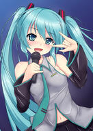 1_female \m bare_shoulders belly_peek blue_eyes blue_hair blush breasts c88 detached_sleeves female gelbooru gradient gradient_background hair_ornament hatsune_miku kishimen long_hair matching_haireyes mature medossa microphone navel necktie open_mouth pixiv_3195645 pixiv_50899650 pose shinkansen_henkei_robo_shinkalion shirt skirt small_breasts smile solo tied_hair twintails very_long_hair vocaloid wide_sleeves きしめん 夏コミ当選しました！ // 709x1000 // 450.1KB