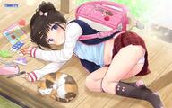 1610_aspect_ratio 1_female animal artist_name ass backpack bag black_hair blue_jacket blue_shirt blush bow brown_hair calico cat child closed_mouth clothes_writing contentious_content copyright english english_text explicit feet feline female female_only game-style hair_bow hair_bun hair_ornament hairclip high_resolution knee_highs konachan.com lens_flare lingerie loli long_sleeves looking_at_viewer lying male mammal mature midriff miniskirt navel neko no_shoes nsfw on_side open_jacket origami original panchira_(lying) panties pantyshot pantyshot_(lying) paper paper_crane paper_hat paper_kabuto pen pencil_case pink_bow plaid plaid_skirt pleated_skirt polka_dot polka_dot_panties purple_eyes randoseru red_skirt safe school_uniform scissors shirt short_hair skirt socks solo stairs sunlight tareme_eyes text text_on_clothes tied_hair underwear uniform upskirt wallpaper watermark white_panties white_underwear yande.re young yukiu_con yukiu_kon // 1920x1200 // 2.4MB