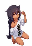 >) absurd_resolution barefoot braid danbooru danbooru-safebooru dark_skin fang_out fangs fangs_out female full_body gelbooru hair_flaps jahy jahy_sama_wa_kujikenai jewelry konbu_wakame mature naked_shirt off_shoulder oversized_clothes safe safebooru shirt short_sleeves simple_background single_braid solo squatting t-shirt very_long_hair white_background white_shirt // 3541x5016 // 692.1KB