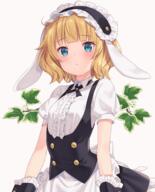 black_hairband black_skirt black_vest bunny_ears center_frills commentary_request ears eyebrows_visible_through_hair female fleur_de_lapin_uniform frilled_apron frilled_hairband frills gochiusa gochuumon_wa_usagi_desu_ka? high_resolution jimmy kirima_sharo puffy_short_sleeves puffy_sleeves safe sharo_kirima wavy_hair // 1756x2176 // 2.0MB