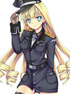 1_female belt blonde_hair blue_eyes daiteikoku drill_hair female gloves hat long_hair looking_at_viewer mature military military_hat military_uniform retia_adolf safe smile solo tsukigano uniform // 768x1024 // 277.5KB