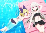 2girls ass barefoot bikini blonde_hair erie female konachan.com long_hair multiple_females navel purple_eyes safe short_hair sophie_twilight swimsuit tagme_(artist) tonari_no_kyuuketsuki-san wet // 1800x1271 // 1.7MB
