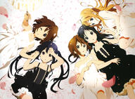 5_females akiyama_mio art black_dress black_hair black_outfit blonde_hair blue_eyes brown_eyes brown_hair dress female flower hair_down hand_holding happy high_resolution hirasawa_yui horiguchi_yukiko k-on! kotobuki_tsumugi large_filesize lingerie long_hair lying male multiple_females nakano_azusa petals petticoat quintet scan short_hair silver_eyes tainaka_ritsu tied_hair twintails umbrella underwear very_high_resolution white_dress white_outfit // 8171x6012 // 10.5MB