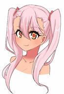 1_female brown_eyes brown_skin chawan chawan_(yultutari) chloe_von_einzbern dark-skinned_female dark_skin eyebrows_visible_through_hair fate fatekaleid fatekaleid_liner_prisma_illya female female_only hair_tie high_resolution kuro_von_einzbern lolibooru.moe long_hair nude orange_eyes pink_hair safe simple_background smile solo solo_female tied_hair topless twintails upper_body white_background // 1026x1500 // 146.9KB