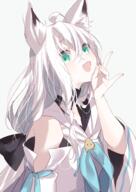 2d animal_ear_fluff animal_ears anime anime_girls artwork black_bow blue_neckwear d digital_media eyebrows_visible_through_hair female fox_shadow_puppet garrison_cap grey_background hand_up high_resolution hololive hood_down misumi_(macaroni) portrait_display safe shirakami_fubuki simple_background vertical virtual_youtuber white_sleeves // 1413x2000 // 1.5MB