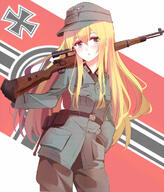 1_female __original_drawn_by_shiguru__f8540546330731bdc48ec301b0ed80d8 belt blonde_hair blue_eyes blush bolt_action cowboy_shot explosive female firearm flag_background german gloves grenade gun hand_in_pocket high_resolution iron_cross military_uniform nazi_war_ensign original pouting rifle shiguru sniper_rifle solo stielhandgranate swastika weapon wwii // 1024x1200 // 233.6KB