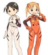 2girls anapoko ayanami_rei bangs black_hair blush bodysuit bottomwear closed_mouth cosplay danbooru fangs female hair_tie high_resolution ichigo_mashimaro itou_chika matsuoka_miu mature multiple_females nanoningen_(anapoko) neon_genesis_evangelion open_mouth orange_hair parted_bangs pixiv_5015653 pixiv_75806436 playing_with_own_hair plugsuit ponytail safe side_ponytail simple_background souryuu_asuka_langley souryuu_asuka_langley_(cosplay) standing tied_hair topwear twintails white_background なのにんげん プラグスーツ // 1856x2138 // 1.8MB