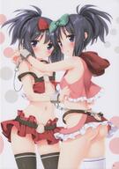 2girls areola_slip areolae ass asymmetrical_legwear black_hair black_legwear blue_eyes blush bow cuffs danbooru dual_persona female flat_chest from_behind gelbooru hair_bow hair_ornament hair_ribbon hair_tie high_resolution hip_vent hug kunihiro_hajime legwear looking_at_viewer looking_back mature multiple_females navel no_panties open_mouth peco peko ponytail questionable revealing_clothes ribbon saki sankaku_channel scan shiny shiny_hair short_hair single_thigh-high skirt standing star tagme thigh-highs thighs tied_hair white_legwear yande.re zettai_ryouiki // 1500x2128 // 3.9MB
