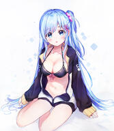 1_female 2 2d absurd_resolution anime arm_support artwork bare_legs bikini bikini_top black_bikini_top blue_eyes blue_hair blush borrowed_garments breasts cleavage collarbone cosplay dana dana_(hapong07) digital_media female flower_knot front-tie_top hair_ornament hair_scrunchie halter_top halterneck high_resolution jacket large_breasts legs long_hair long_sleeves looking_at_viewer natsuki_subaru natsuki_subaru_(cosplay) navel o one_side_up open_clothes open_jacket parted_lips portrait rem_(zero) safe scrunchie sidelocks sitting solo stomach swimsuit thighs track_jacket user_vkuf5842 very_long_hair yokozuwari zero_kara_hajimeru_isekai_seikatsu レム レム(リゼロ) レム(水着） // 3084x3538 // 3.4MB