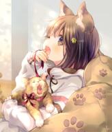 1_female ;o animal animal_ear_fluff animal_ears bangs blush brown_cat brown_eyes brown_hair cat cat_ears catgirl covering_mouth cushion drawstring ears feline female general hair_ornament hairclip hood hood_down hoodie kuga_tsukasa long_sleeves mammal one_eye_closed open_mouth original paw_hair_ornament red_ribbon ribbon solo upper_body white_hoodie yawning // 900x1052 // 1.1MB